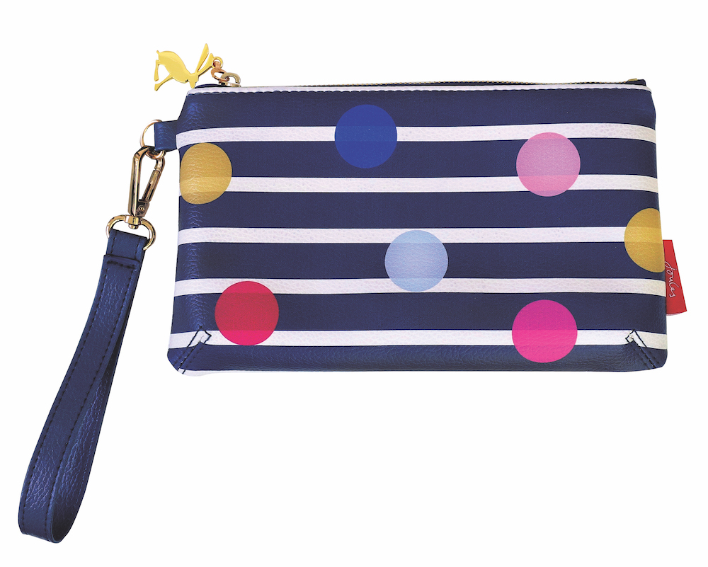 Stripe & Spots Print Small Zip Pouch By Joules